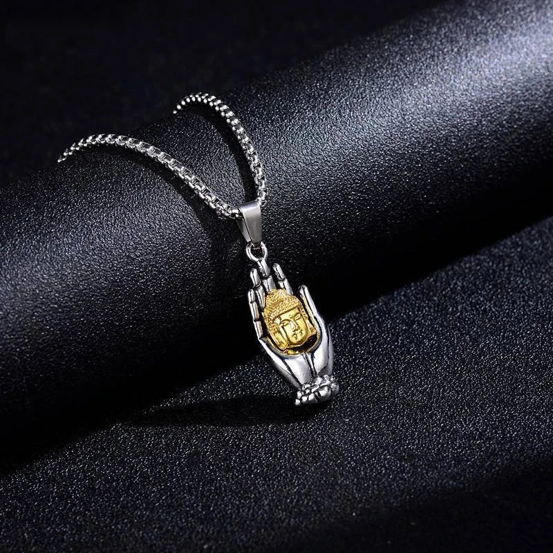 Pendentif Bouddha dans la paume – Amulette tibétaine protectrice Esprit Tibet 