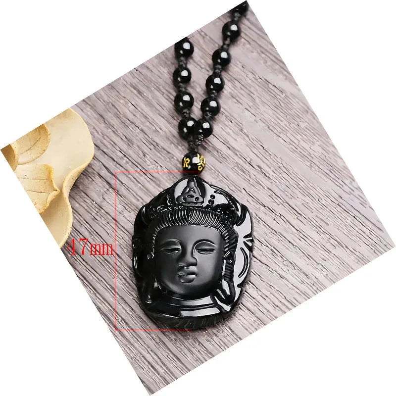 Pendentif Bouddha Obsidienne – Sagesse sculptée dans la pierre Esprit Tibet 