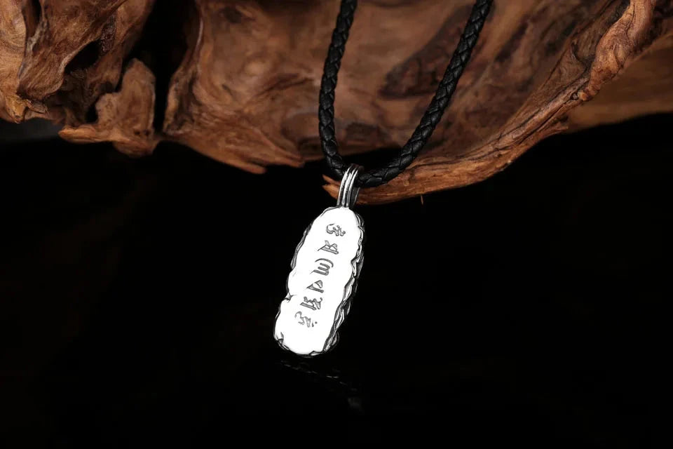 Pendentif Mantra Six Syllabes — Collier Éveil Tibétain Bouddhiste Esprit Tibet 