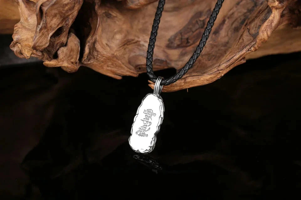 Pendentif Mantra Six Syllabes — Collier Éveil Tibétain Bouddhiste Esprit Tibet Argent Sacré 