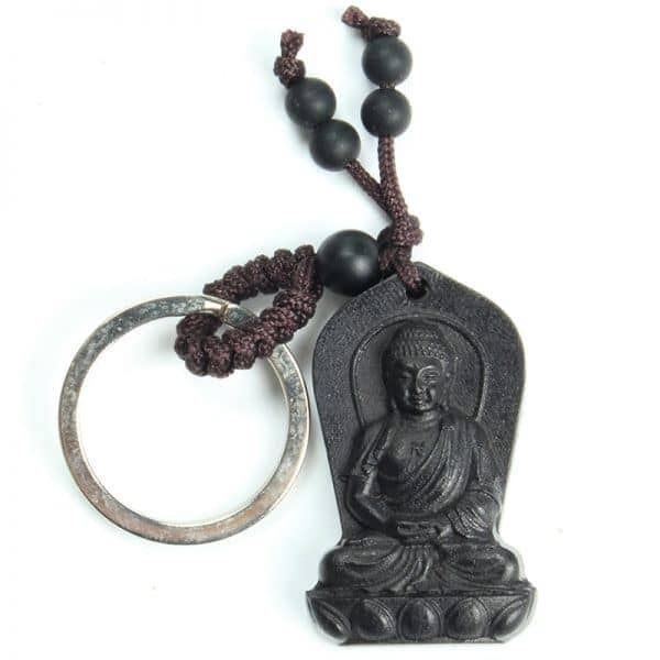 Porte-clés Bouddha en bois d'ébène Esprit Tibet 