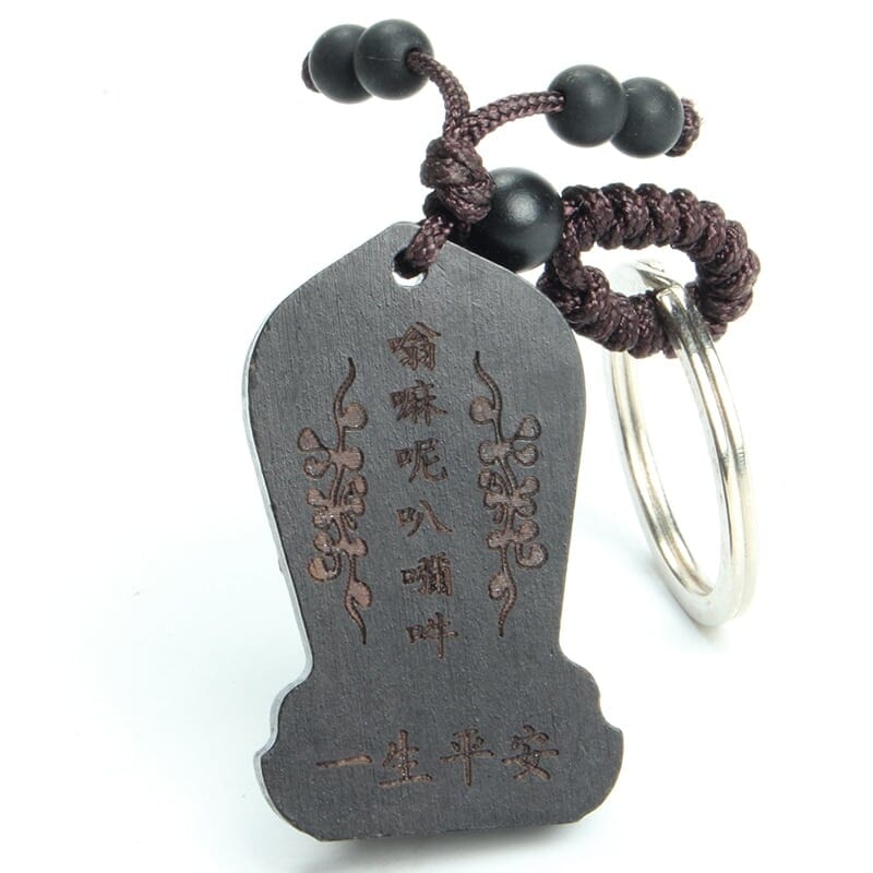Porte-clés Bouddha en bois d'ébène Esprit Tibet 