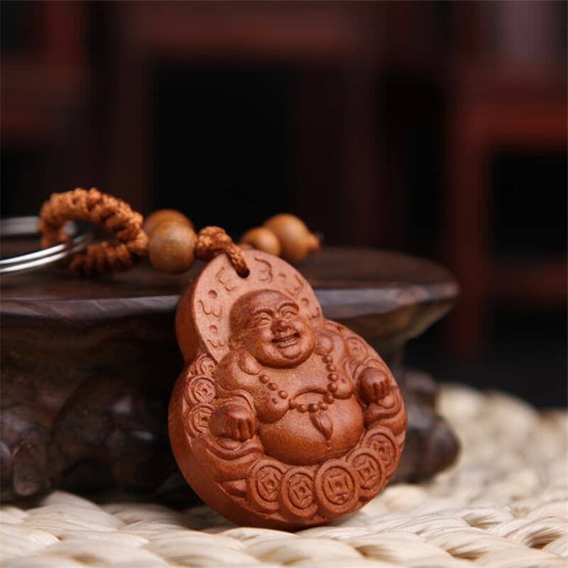 Porte-clés Bouddha en bois Esprit Tibet 