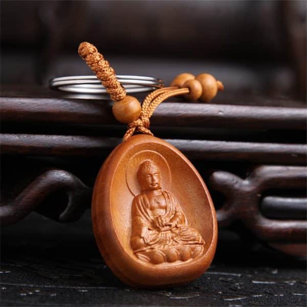 Porte-clés Bouddha en bois Esprit Tibet 