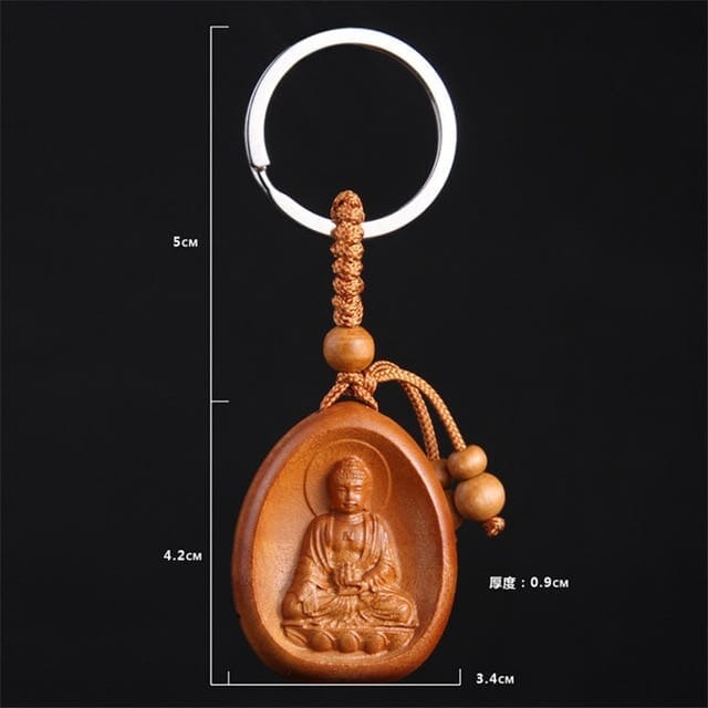 Porte-clés Bouddha en bois Esprit Tibet B 