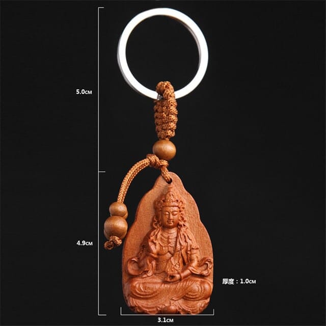 Porte-clés Bouddha en bois Esprit Tibet C 