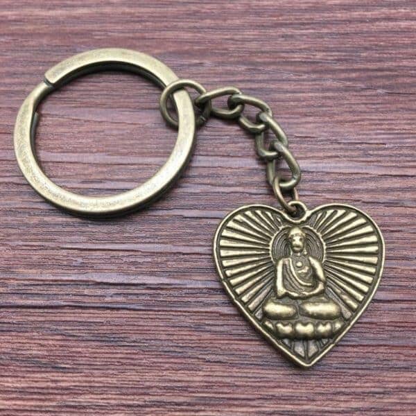 Porte-clés Bouddha - Multi pendentifs Esprit Tibet Bouddha cœur 