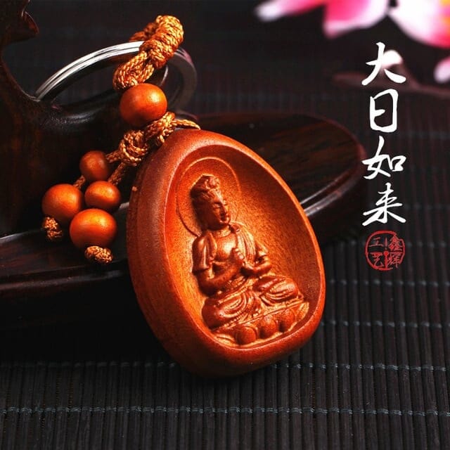 Porte-clés bouddha noir Esprit Tibet Marron 