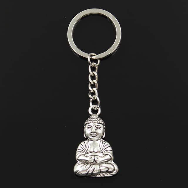 Porte-clés Bouddha - Pendentif méditation Esprit Tibet Argent 