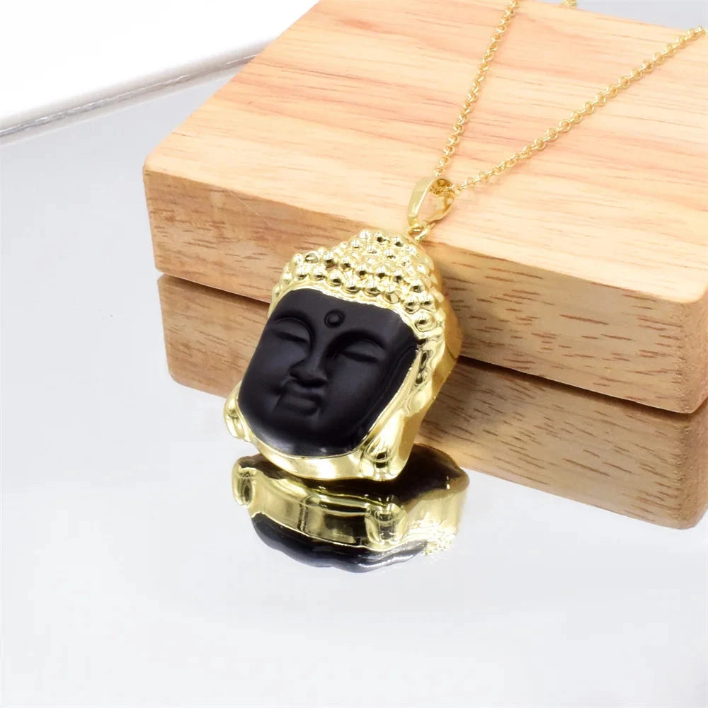 Sourire d’Or – Pendentif Bouddha & Cristal protecteur Esprit Tibet 