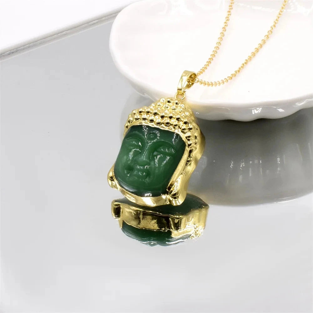 Sourire d’Or – Pendentif Bouddha & Cristal protecteur Esprit Tibet 