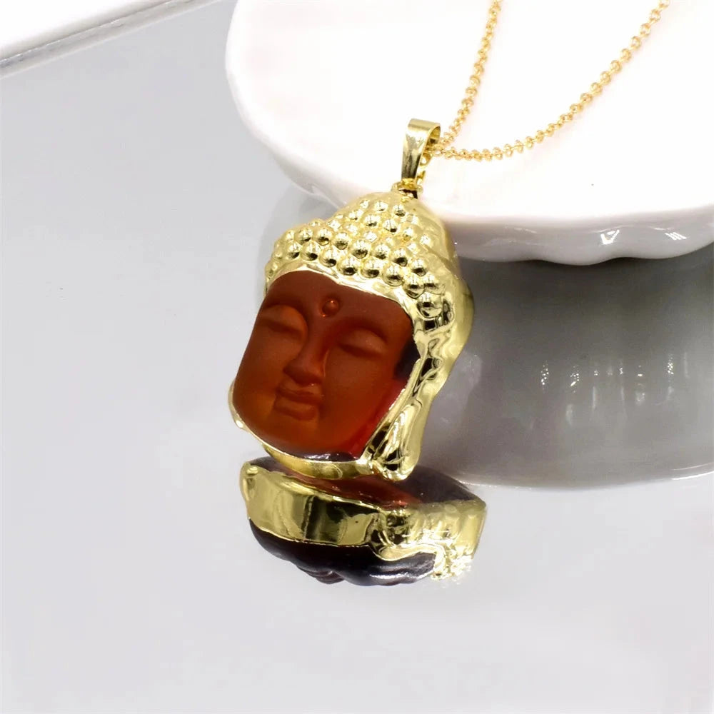 Sourire d’Or – Pendentif Bouddha & Cristal protecteur Esprit Tibet 
