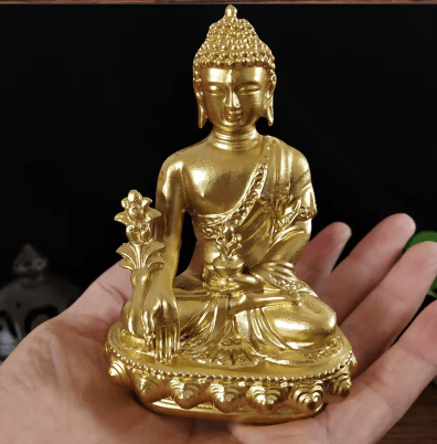 Statue Bouddha de Médecine, Dorée ou Bronze Esprit Tibet 