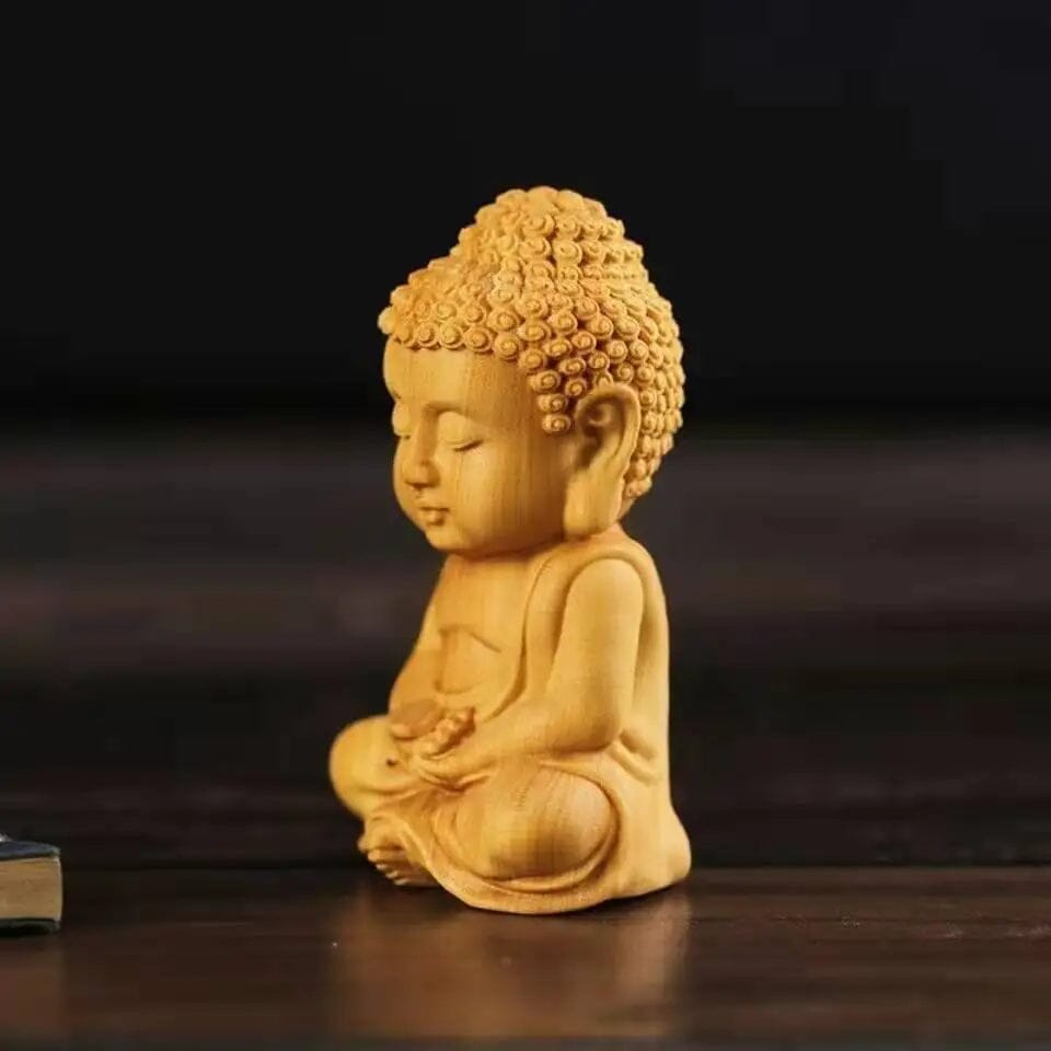 Statuette Bouddha Bois Esprit Tibet 