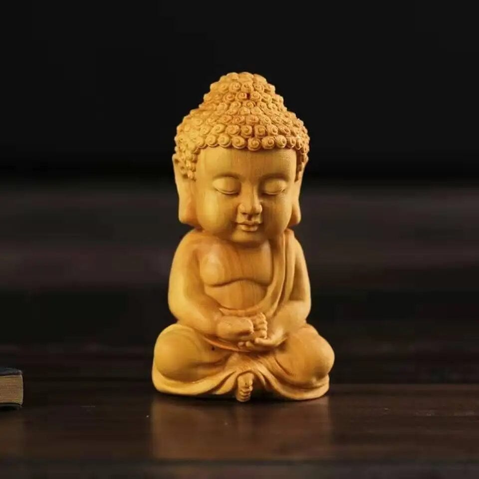 Statuette Bouddha Bois Esprit Tibet 