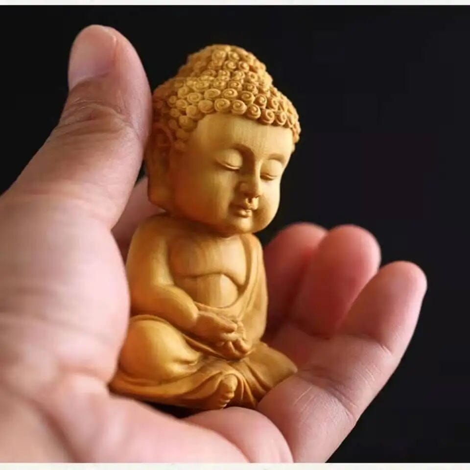 Statuette Bouddha Bois Esprit Tibet 