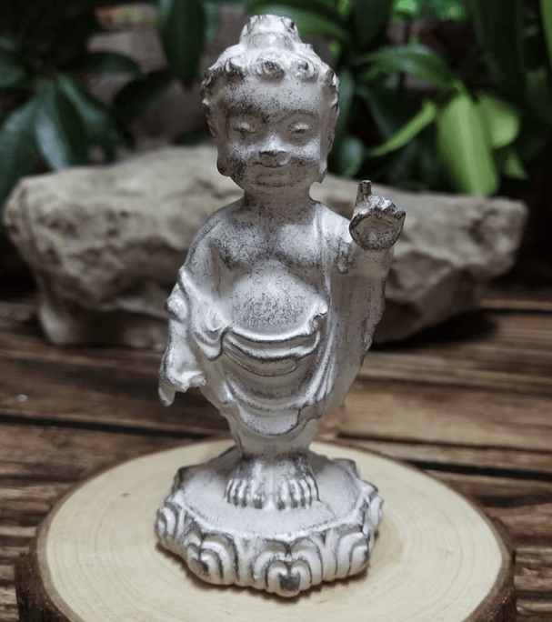 Statuette Bouddha Prince Porte Bonheur Esprit Tibet Blanc Chance 