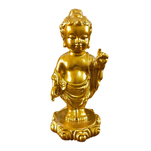 Statuette Bouddha Prince Porte Bonheur Esprit Tibet Dorée 