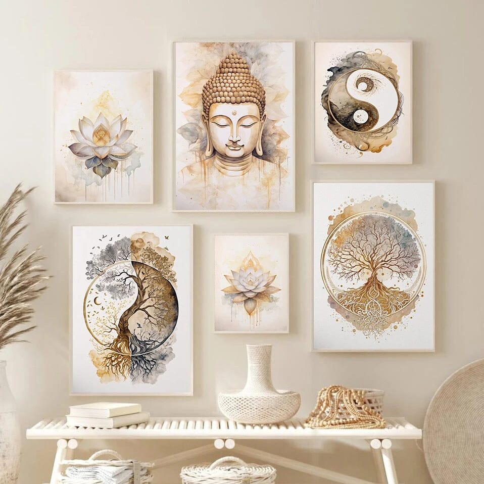 Tableau Zen triptyque pour Salon Esprit Tibet 