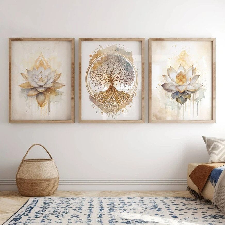 Tableau Zen triptyque pour Salon Esprit Tibet 