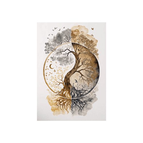 Tableau Zen triptyque pour Salon Esprit Tibet Arbre de vie 