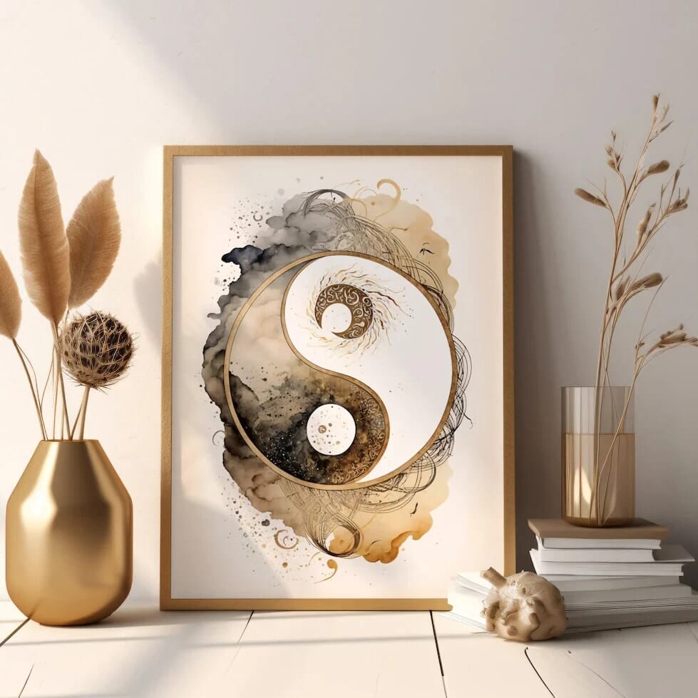 Tableau Zen triptyque pour Salon Esprit Tibet YingYang 