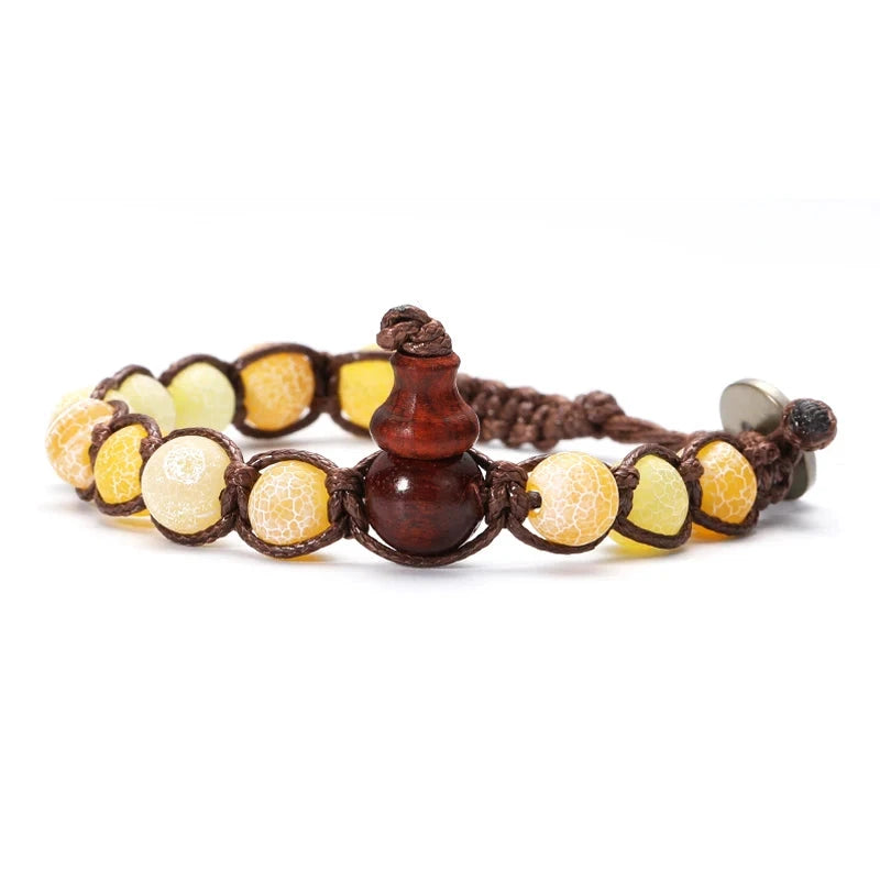 Talisman Ruyi – Bracelet tibétain bouddhiste en perles 8 mm Esprit Tibet Agate Miel 17-25.8CM 