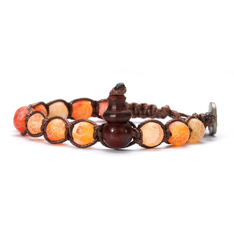 Talisman Ruyi – Bracelet tibétain bouddhiste en perles 8 mm Esprit Tibet Agate Soleil Orange 17-25.8CM 