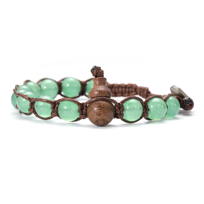 Talisman Ruyi – Bracelet tibétain bouddhiste en perles 8 mm Esprit Tibet Aventurine Verte 17-25.8CM 
