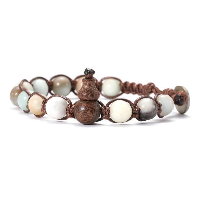 Talisman Ruyi – Bracelet tibétain bouddhiste en perles 8 mm Esprit Tibet Douce Amazonite 17-25.8CM 