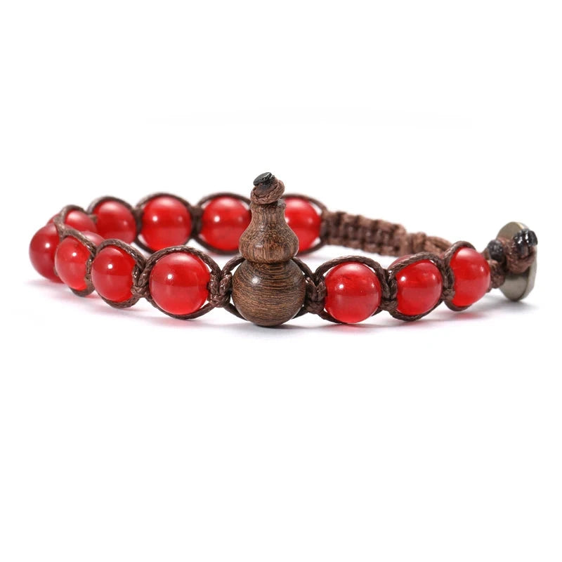 Talisman Ruyi – Bracelet tibétain bouddhiste en perles 8 mm Esprit Tibet Jade Rouge 17-25.8CM 
