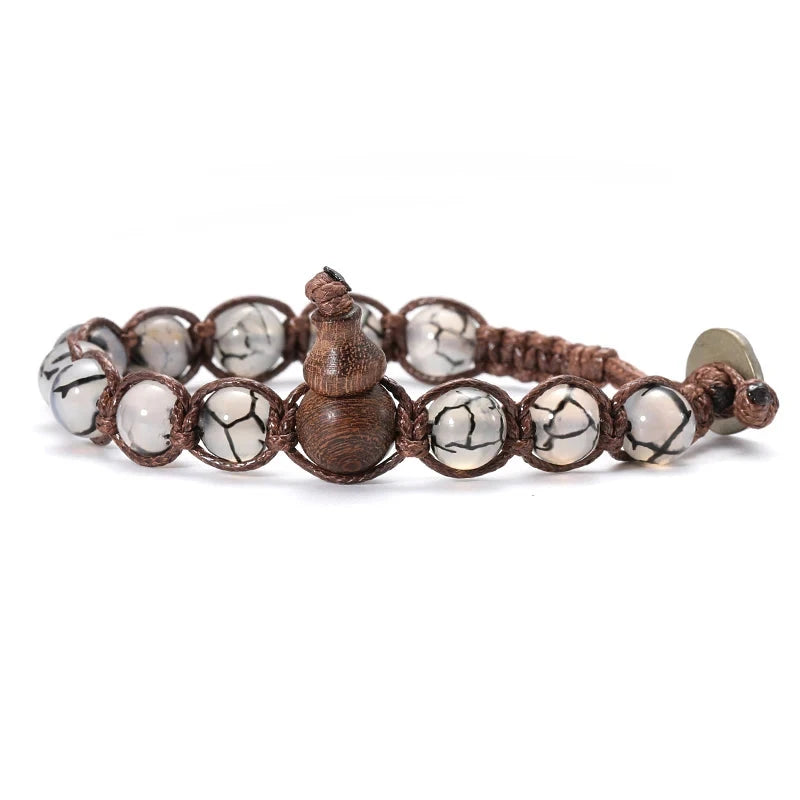 Talisman Ruyi – Bracelet tibétain bouddhiste en perles 8 mm Esprit Tibet Quartz Zébré ( Quartz tourmaliné ) 17-25.8CM 