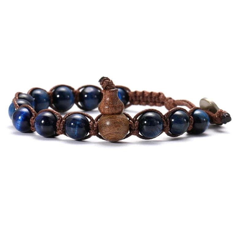 Talisman Ruyi – Bracelet tibétain bouddhiste en perles 8 mm Esprit Tibet Tigre Bleu 17-25.8CM 