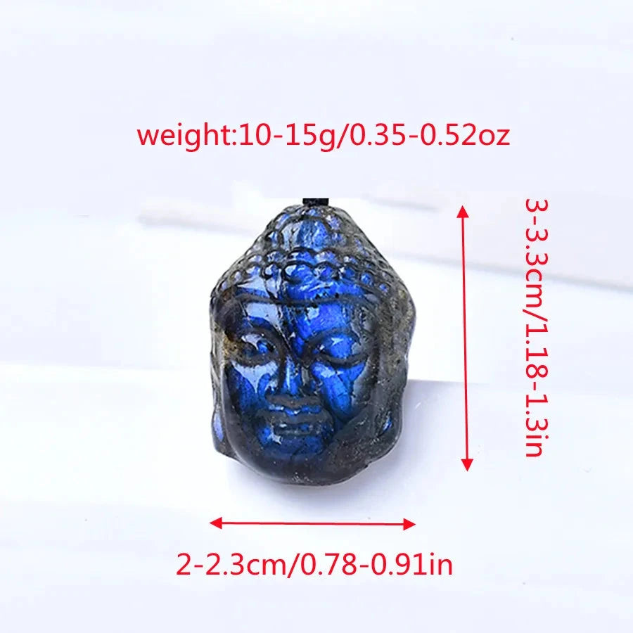 Talisman Tibétain – Pendentif Tête de Bouddha en Labradorite Esprit Tibet 