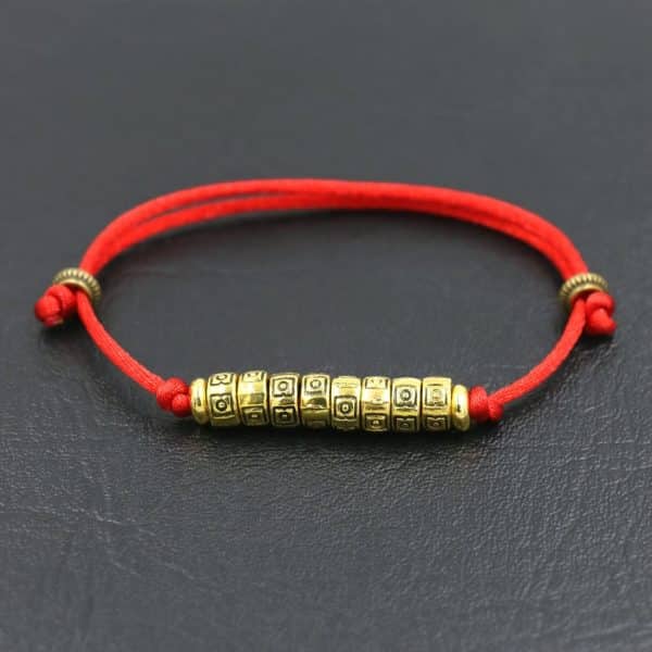 Tib Tain Bouddhiste Fait Main Tresse Bracelets Pour Hommes Femmes Chanceux Noir Rouge Corde Fil Reiki 1