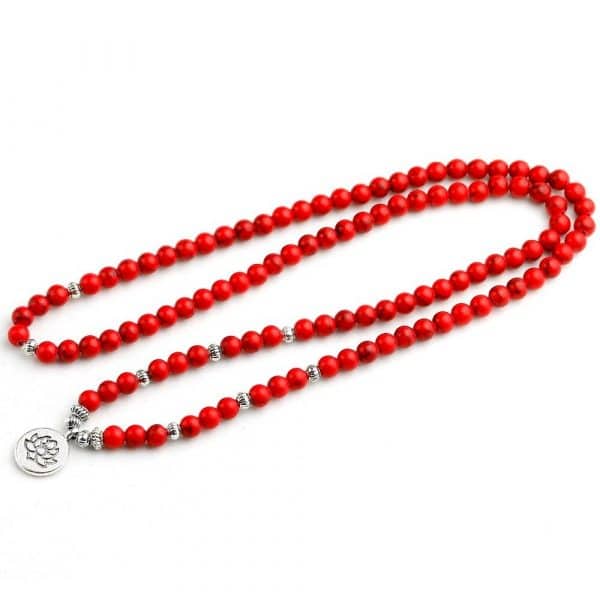 collier mala tibetain rouge