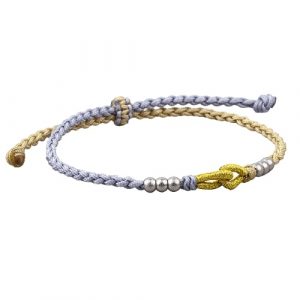 Bracelet avec nœud tibétain gris